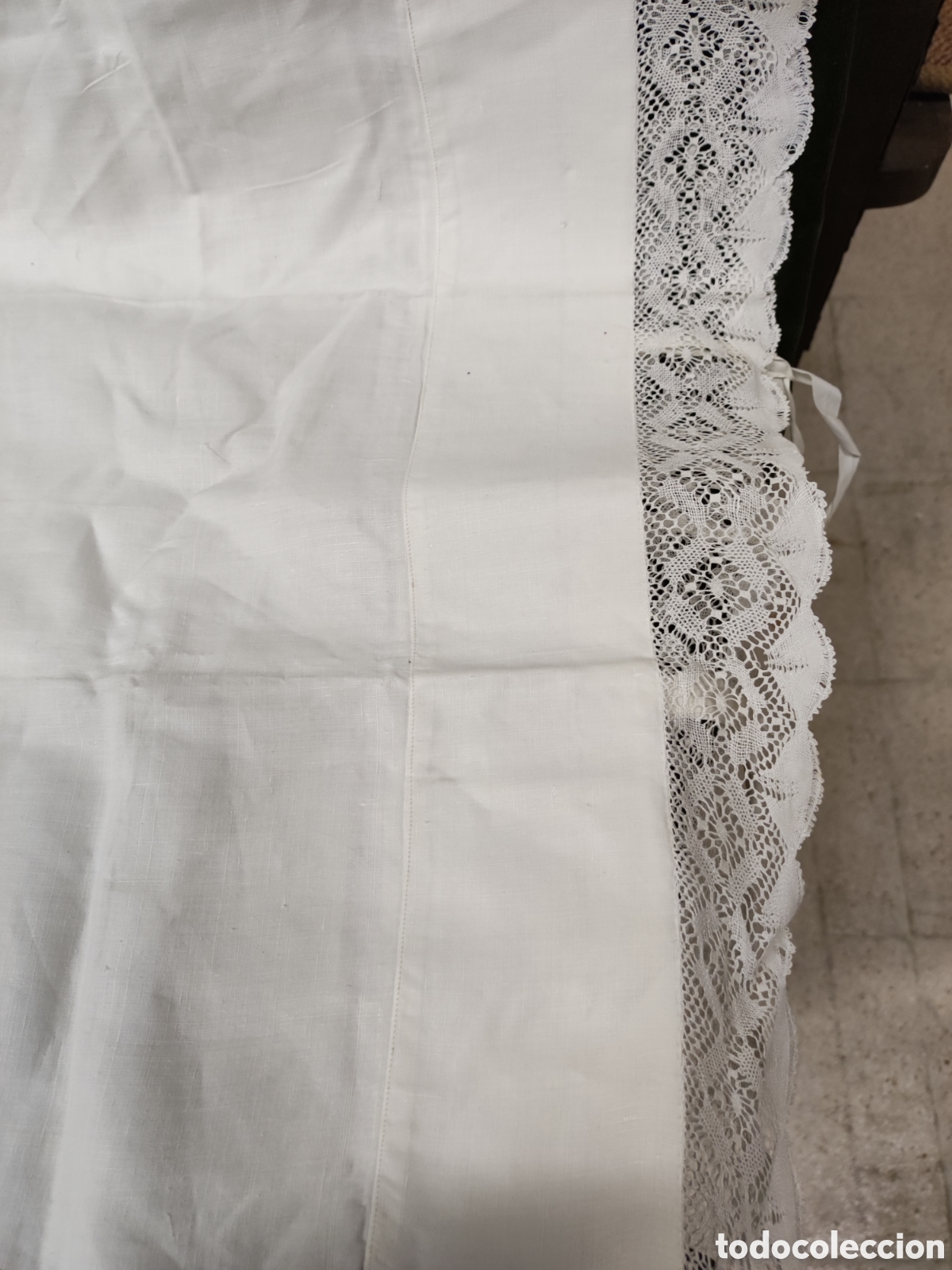 Vintage: Almohada iniciales bordadas y encaje - Foto 3