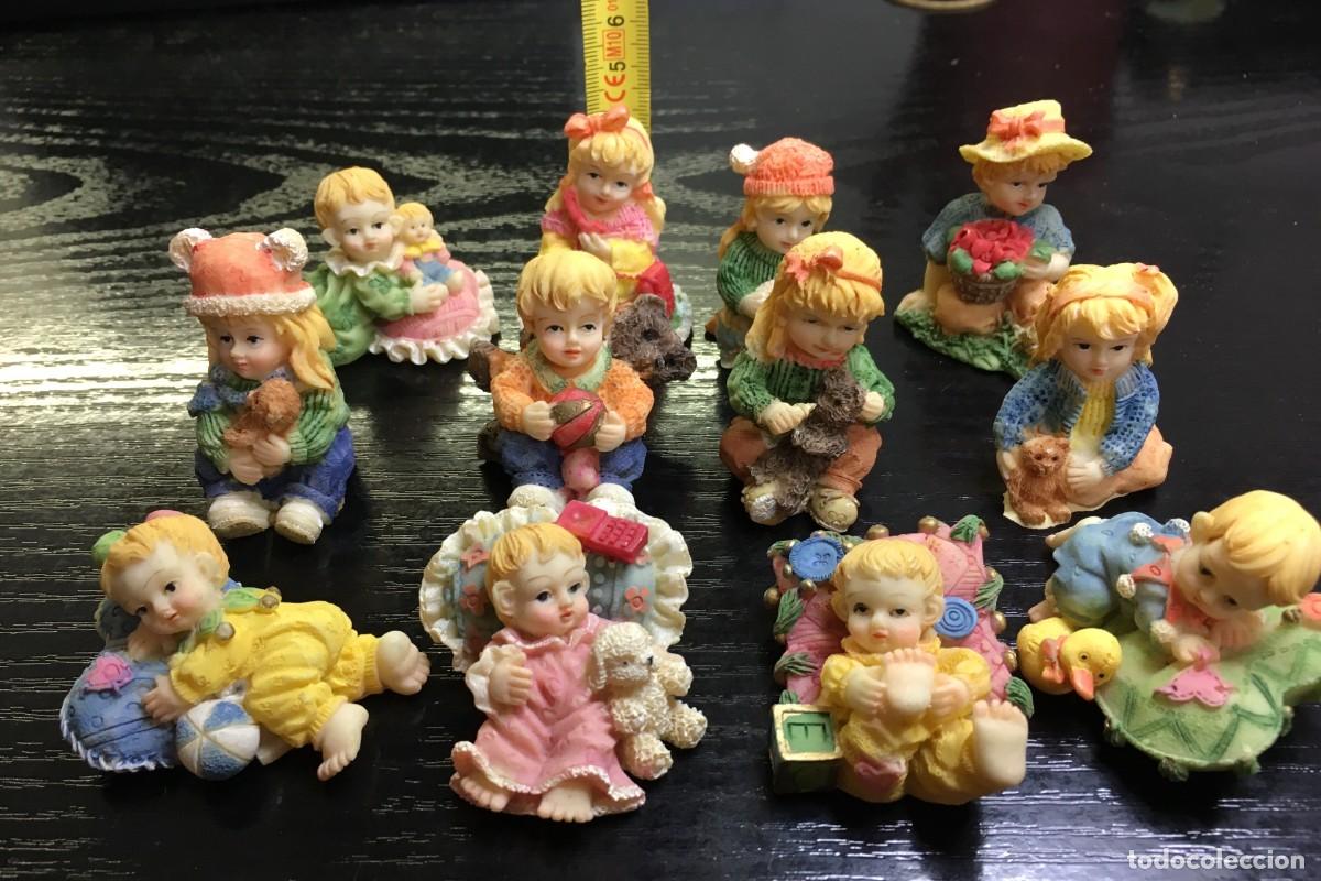 Vintage: Lote de 12 figuras de resina pintada ideal decoraci&oacute;n vitnage y casa mu&ntilde;ecas