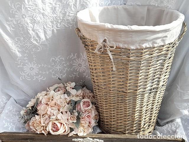 Vintage: cesta de mimbre con forro - Foto 1