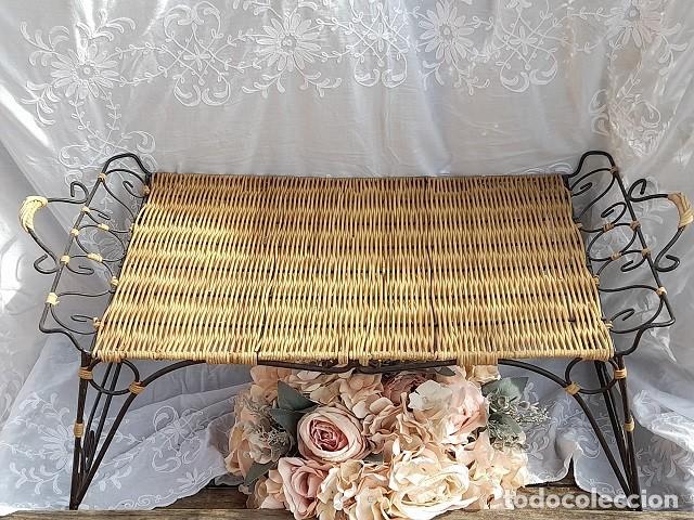 Vintage: bandeja de mimbre y hierro - Foto 2
