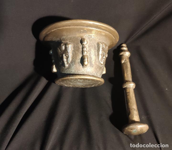 Vintage: MORTERO DE BRONCE CARAS - Foto 2