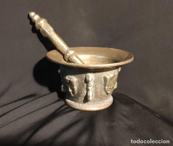 Vintage: MORTERO DE BRONCE CARAS - Foto 4