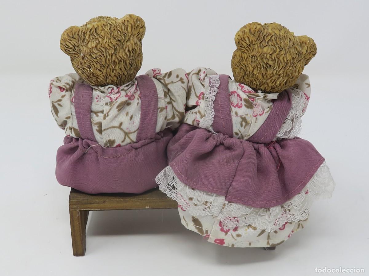 Vintage: PAREJA OSITO EN PUPITRE DE MADERA - Foto 3