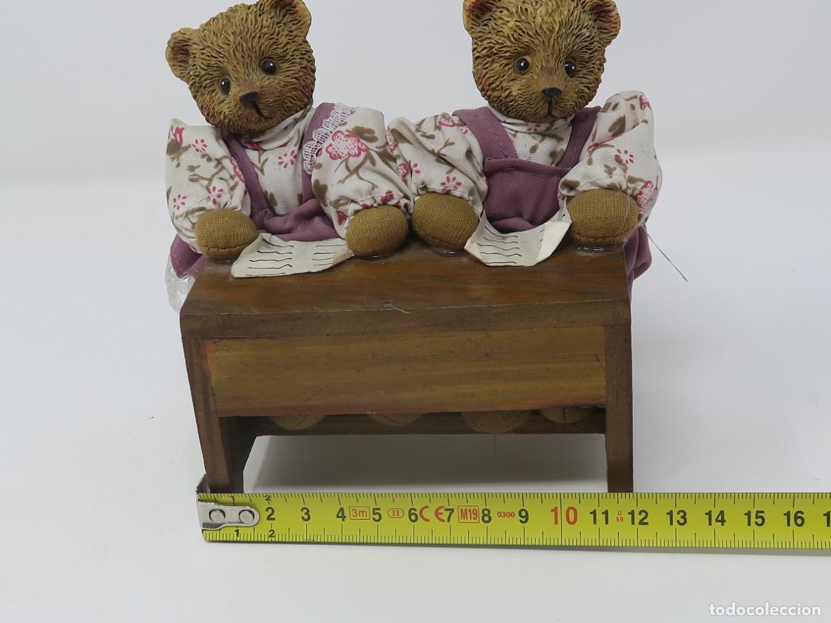 Vintage: PAREJA OSITO EN PUPITRE DE MADERA - Foto 5