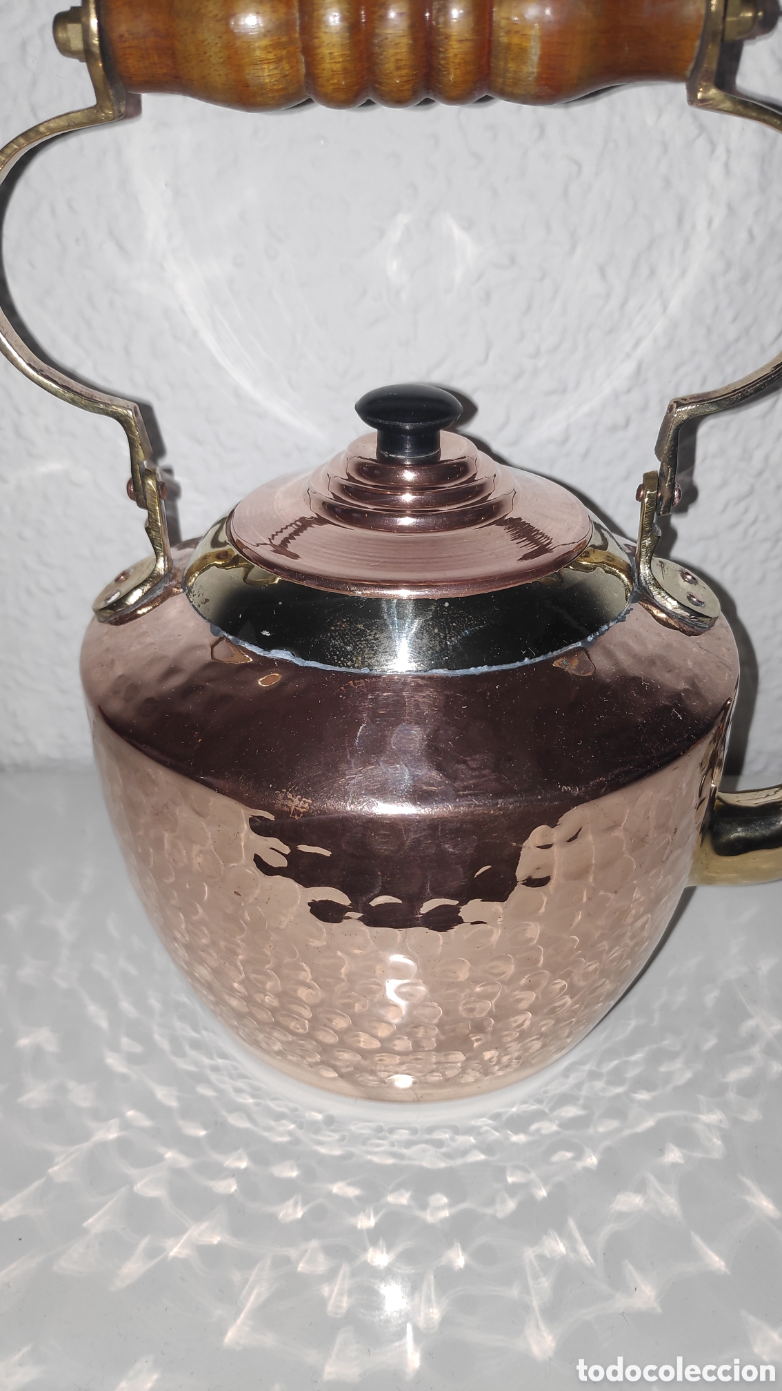 Vintage: Tetera hervidor de cobre martillado con bronce - Foto 2