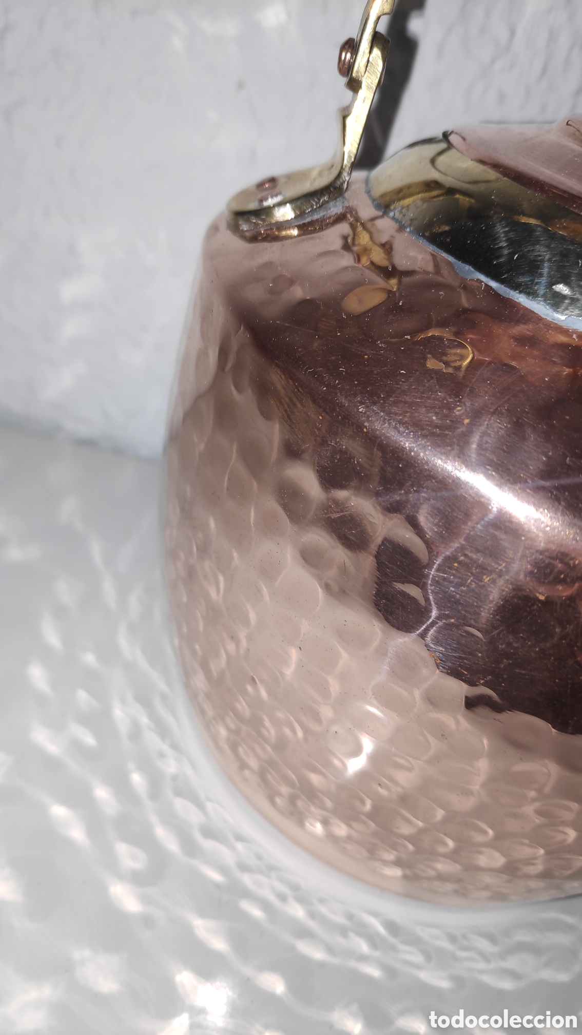 Vintage: Tetera hervidor de cobre martillado con bronce - Foto 3