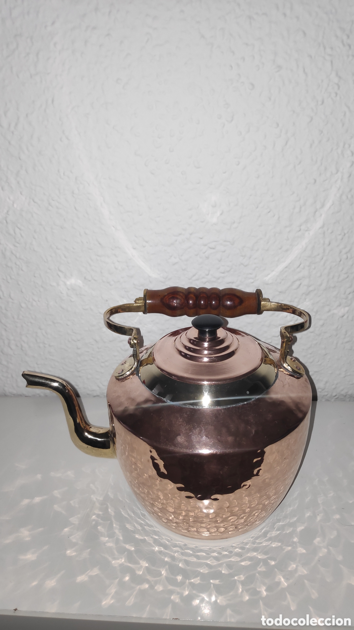 Vintage: Tetera hervidor de cobre martillado con bronce - Foto 5