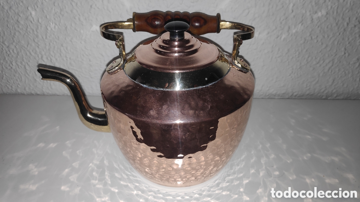 Vintage: Tetera hervidor de cobre martillado con bronce - Foto 6