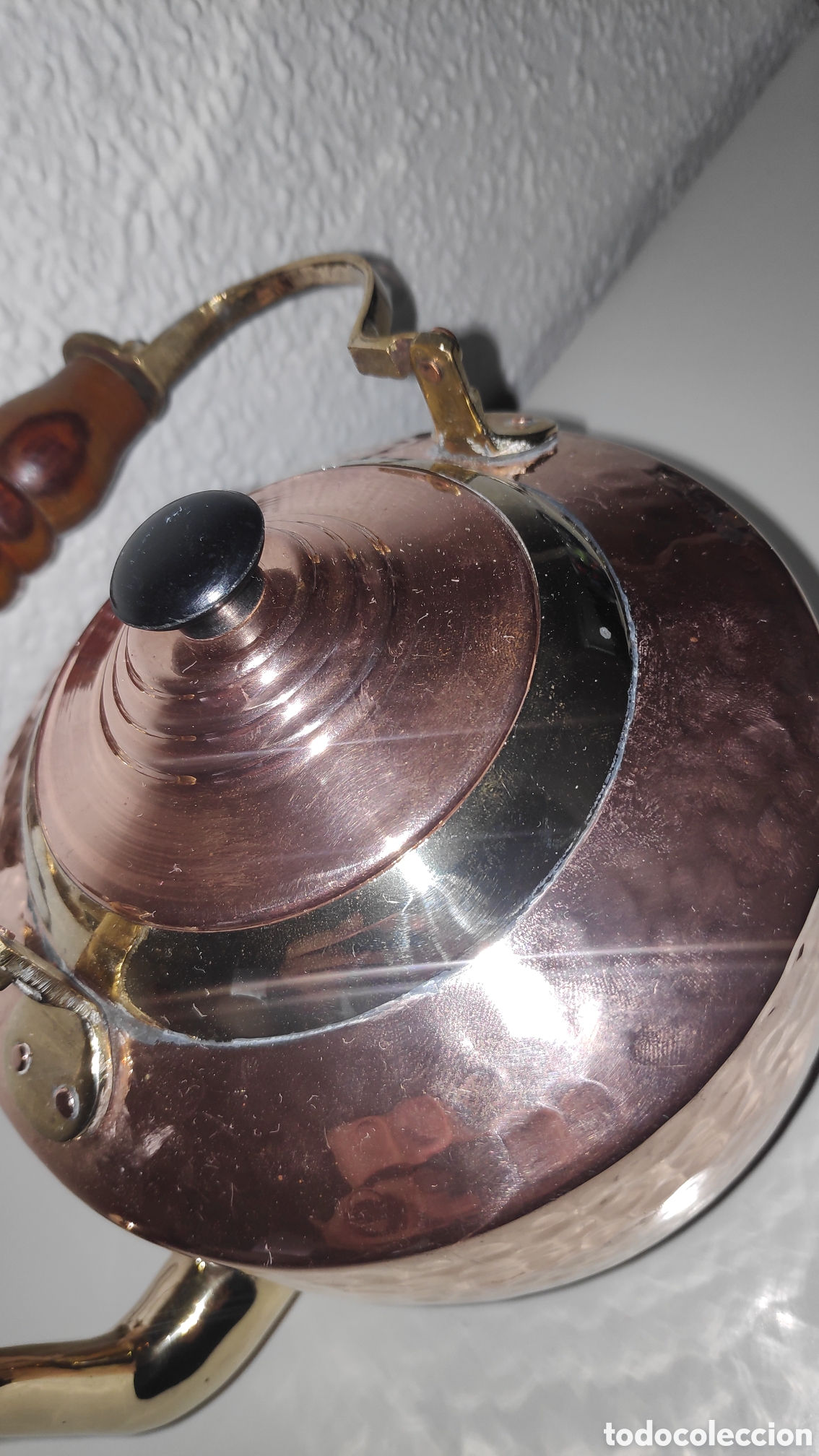 Vintage: Tetera hervidor de cobre martillado con bronce - Foto 7