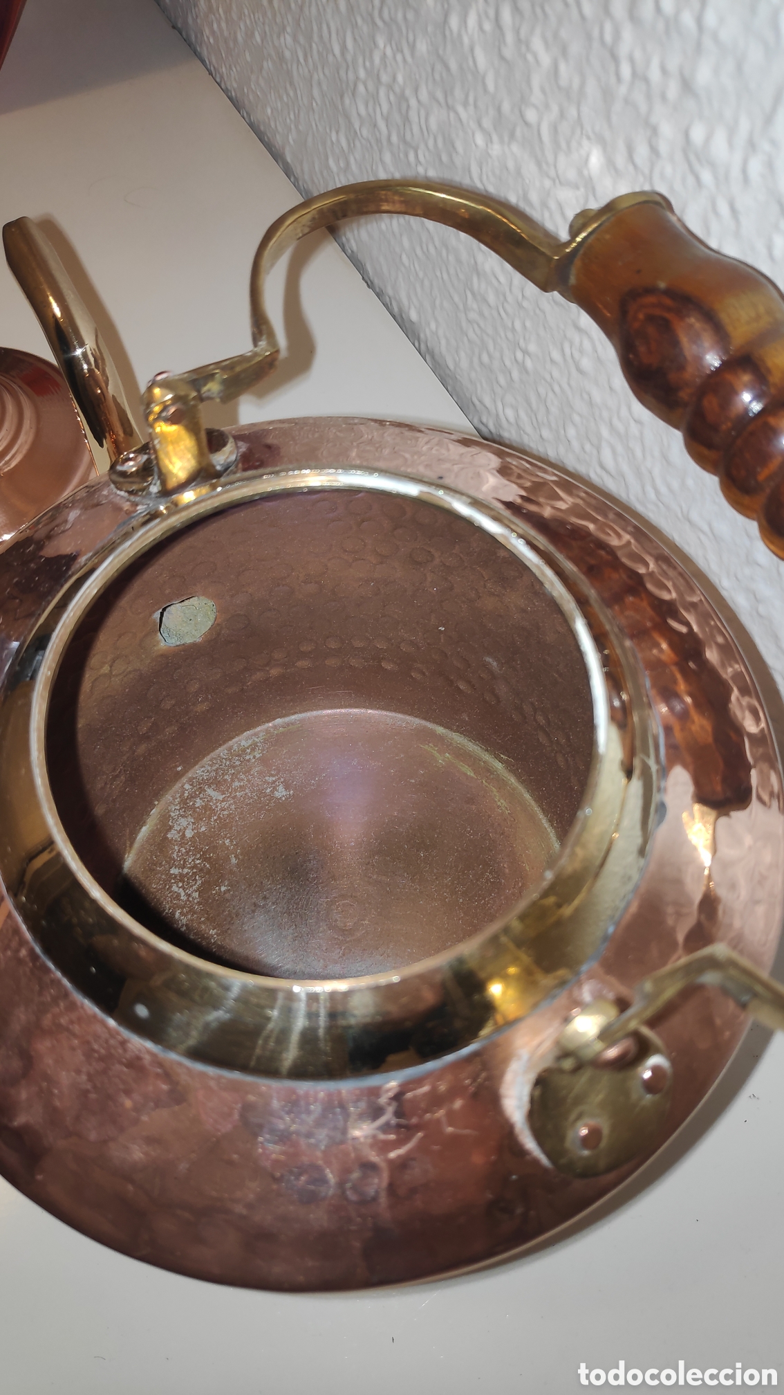 Vintage: Tetera hervidor de cobre martillado con bronce - Foto 9