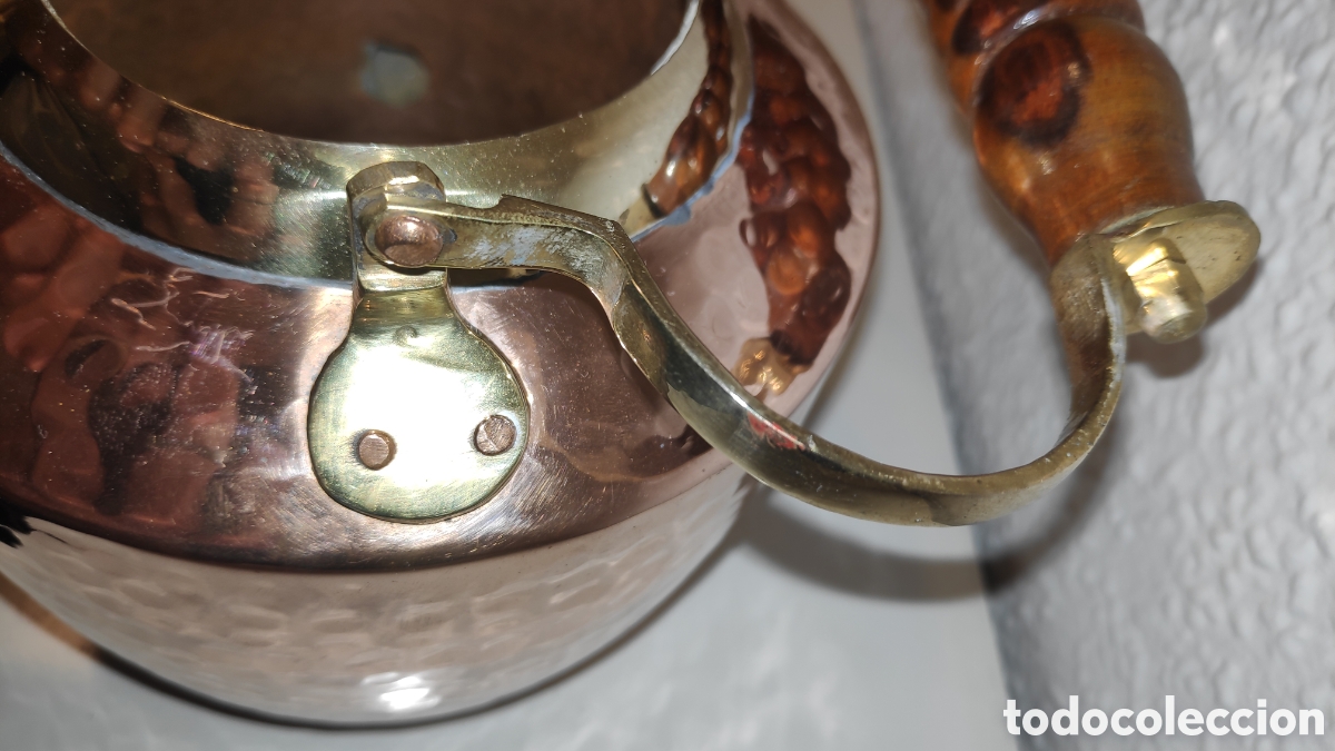 Vintage: Tetera hervidor de cobre martillado con bronce - Foto 10
