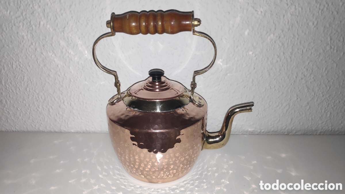 Vintage: Tetera hervidor de cobre martillado con bronce - Foto 1