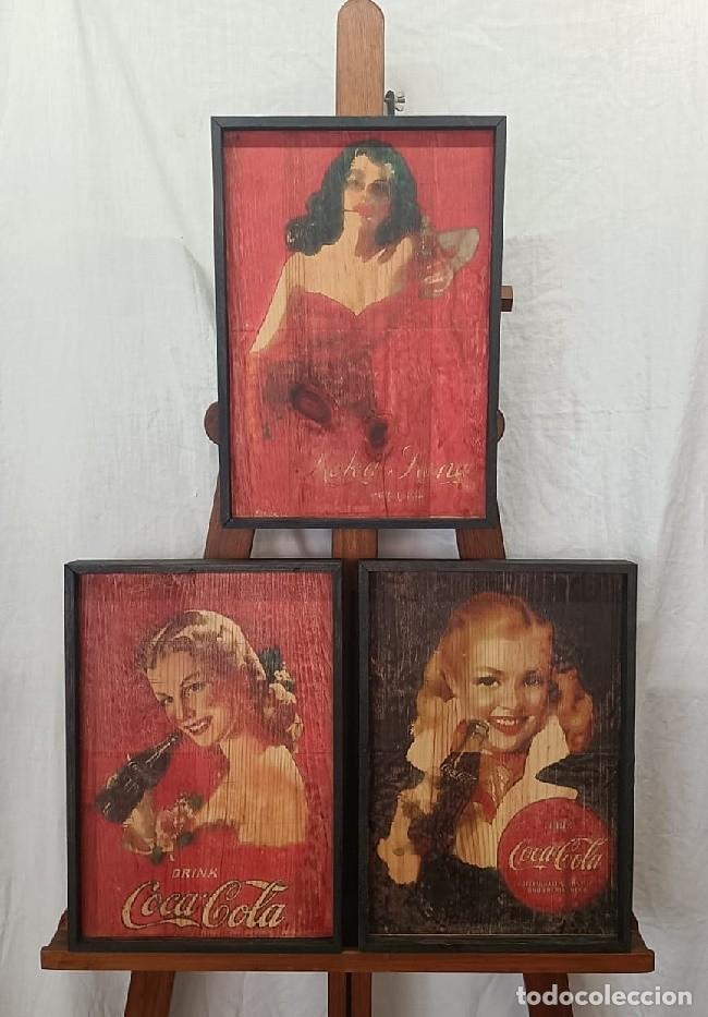 Vintage: LOTE TRES CARTELES MADERA