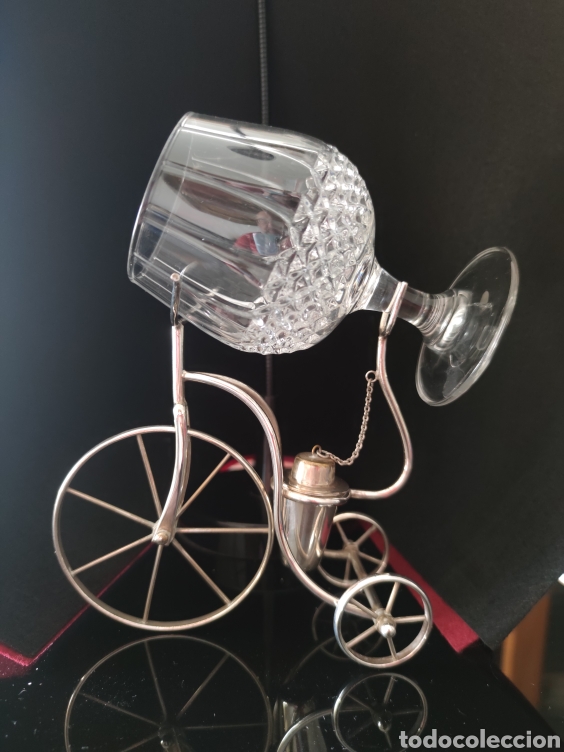 Vintage: PRECIOSO TRICICLO CALIENTA COPAS BRANDY, PLATEADO.