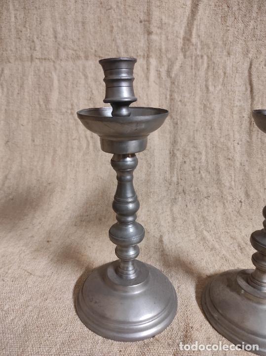 Vintage: pareja de candeleros de esta&ntilde;o - Foto 6