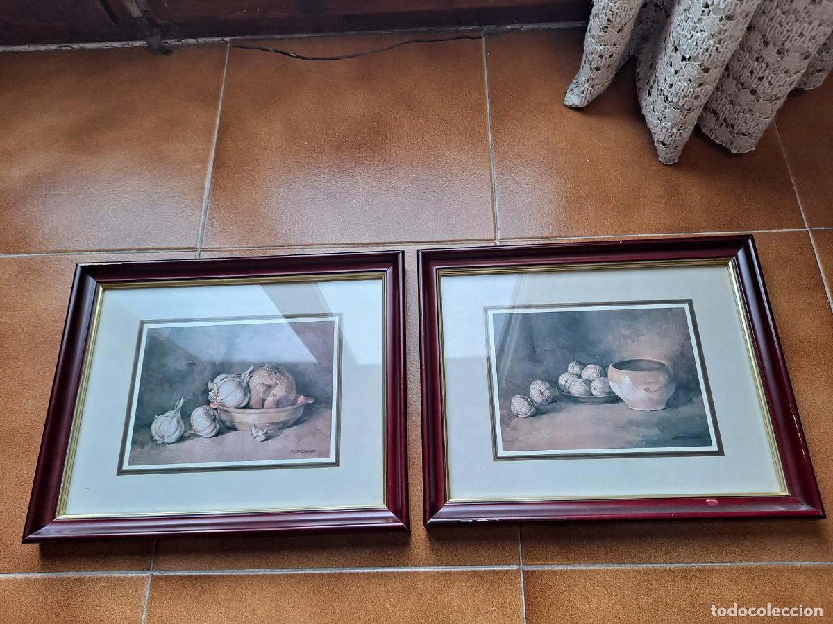 Vintage: Lote 2 cuadros con l&aacute;minas de bodegones de J. Barbero Sanchez