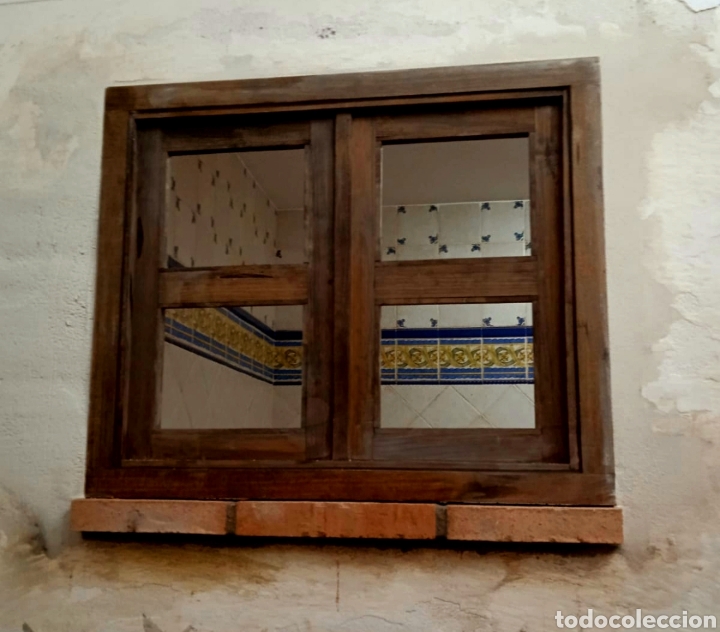 Vintage: Ventana de madera, con rejas de hierro, 65 x 55 cm, , ven365