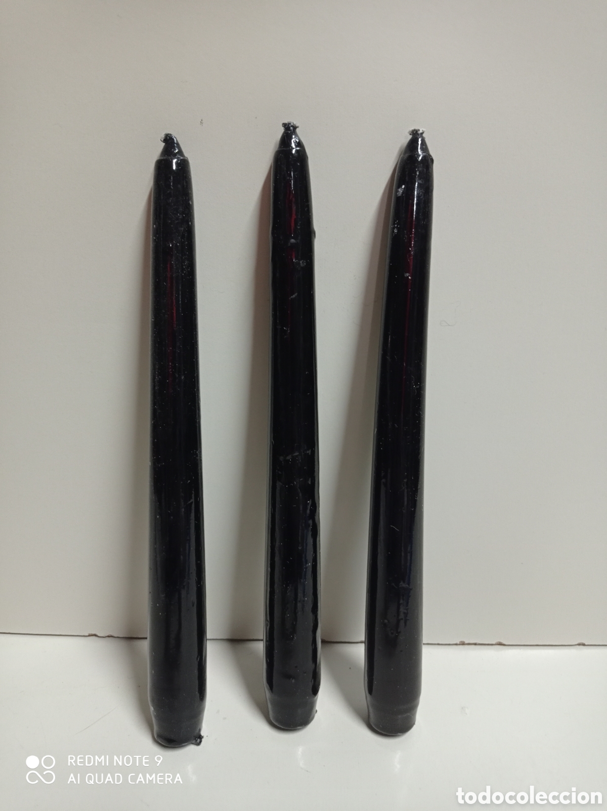 Vintage: Vintage. Lote de tres cirios o velas para candelabros porta velas, 23 cm, color negro, artesanales.