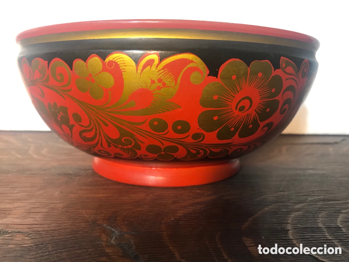 Vintage: Cuenco o centro de madera pintada 21x9.5cm