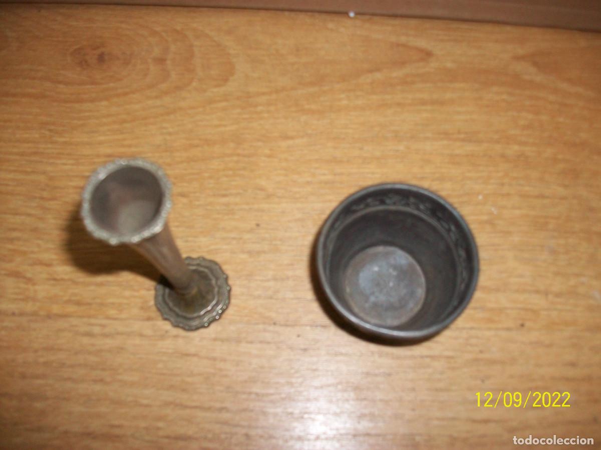 Vintage: FLORERO Y CUENCO DE METAL - Foto 2