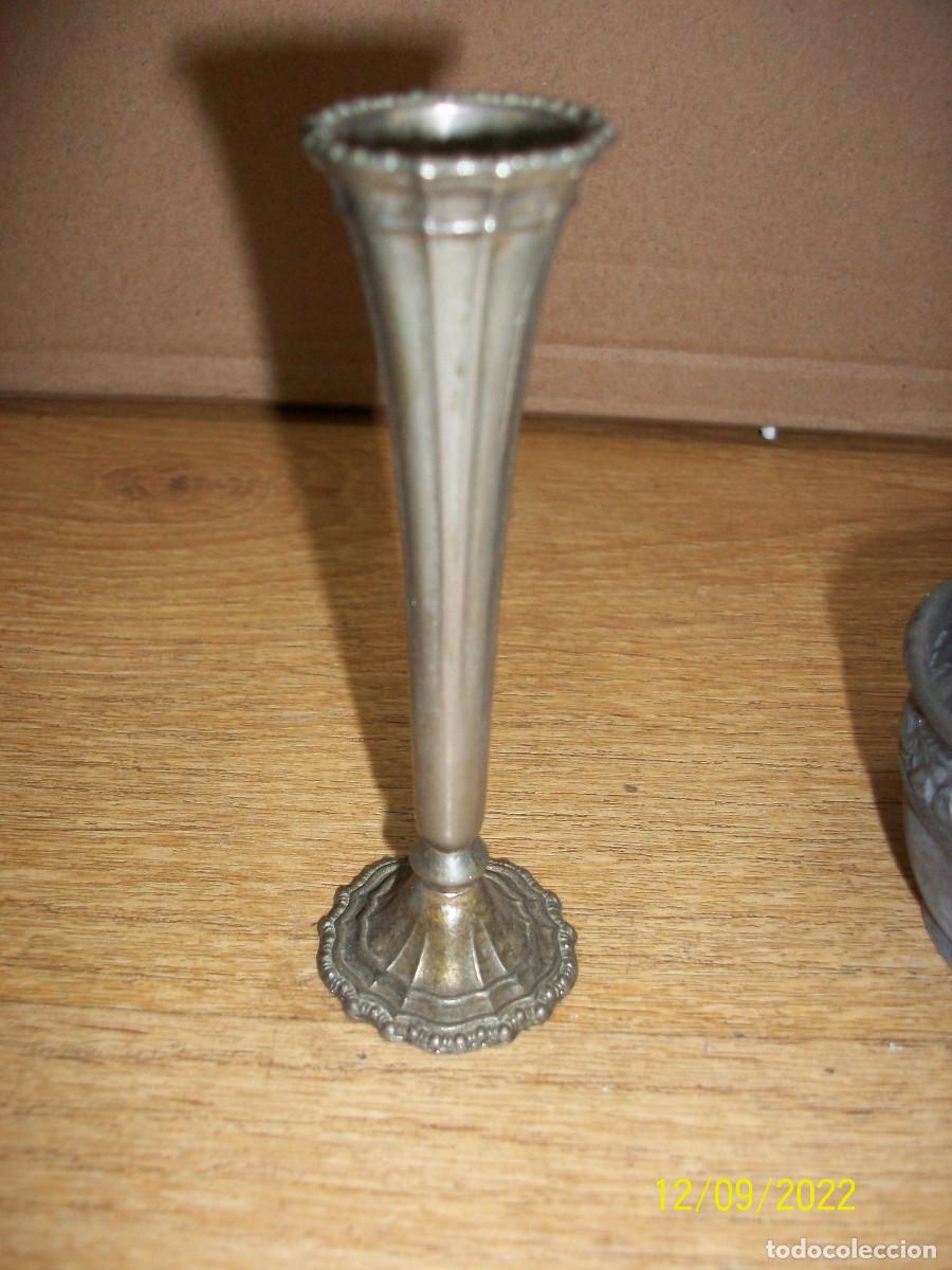 Vintage: FLORERO Y CUENCO DE METAL - Foto 3