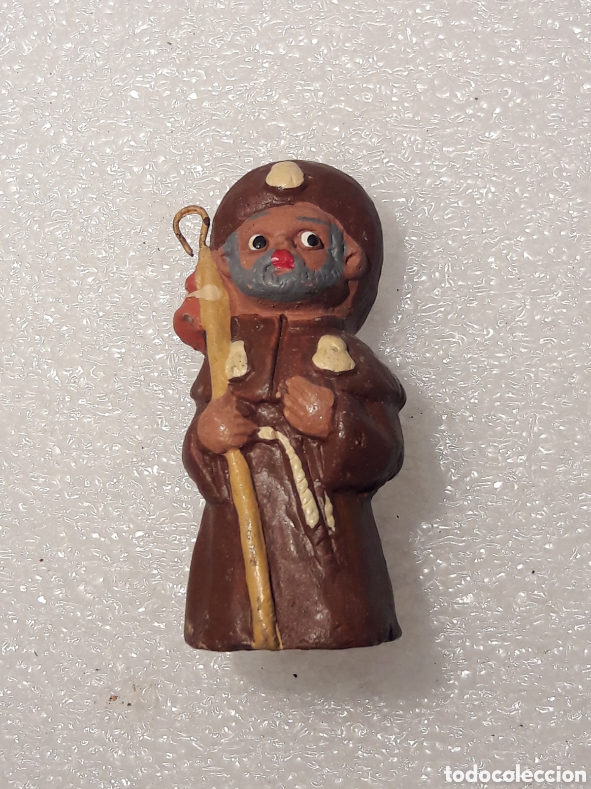Vintage: FIGURITA SANTIAGO PEREGRINO EN BARRO TERRACOTA, MEDIDA ALTO 5,5 CM. VINTAGE A&Ntilde;OS 70