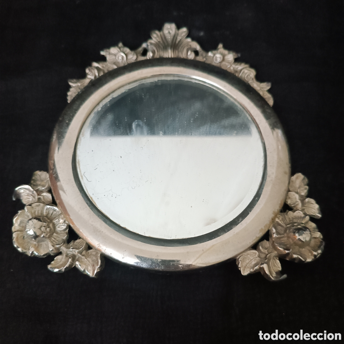 Vintage: PRECIOSO ESPEJO CON MOTIVOS FLORALES METAL PLATEADO