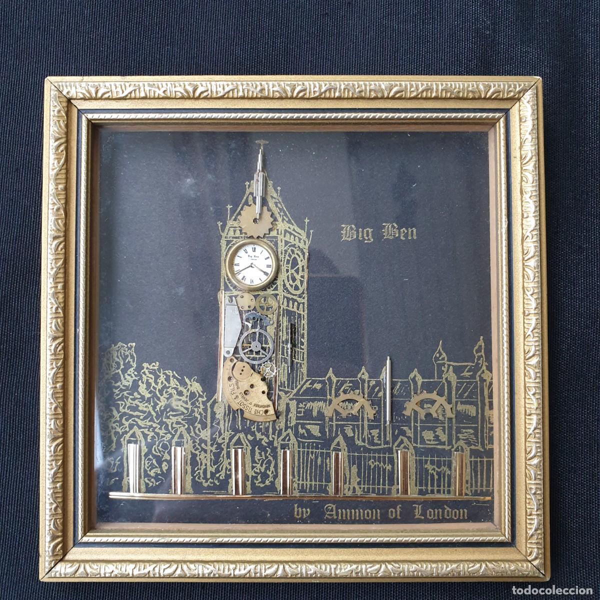 Vintage: CUADRO COLLAGE DEL BIG BEN POR AMMON OF LONDON A&Ntilde;OS 70