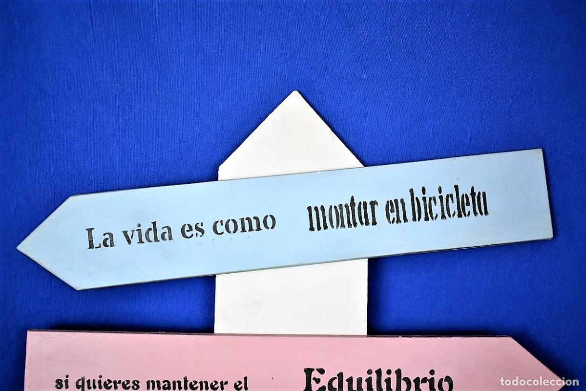 Vintage: Se&ntilde;al decorativa con texto en madera - Foto 2