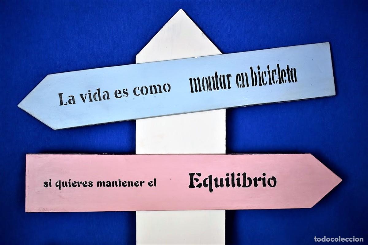Vintage: Se&ntilde;al decorativa con texto en madera - Foto 3