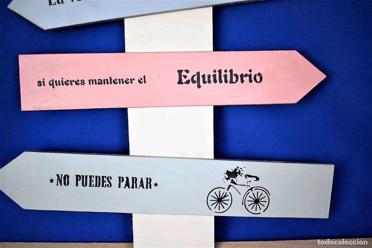 Vintage: Se&ntilde;al decorativa con texto en madera - Foto 4