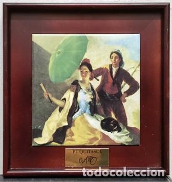 Vintage: CUADRO AZULEJO SERIGRAFIADO MONTADO CON MARCO DE MADERA, EL QUITASOL DE GOYA - CUADRO-588