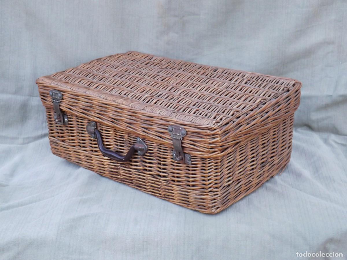 Vintage: ANTIGUA MALETA, CESTA DE MIMBRE - Foto 2