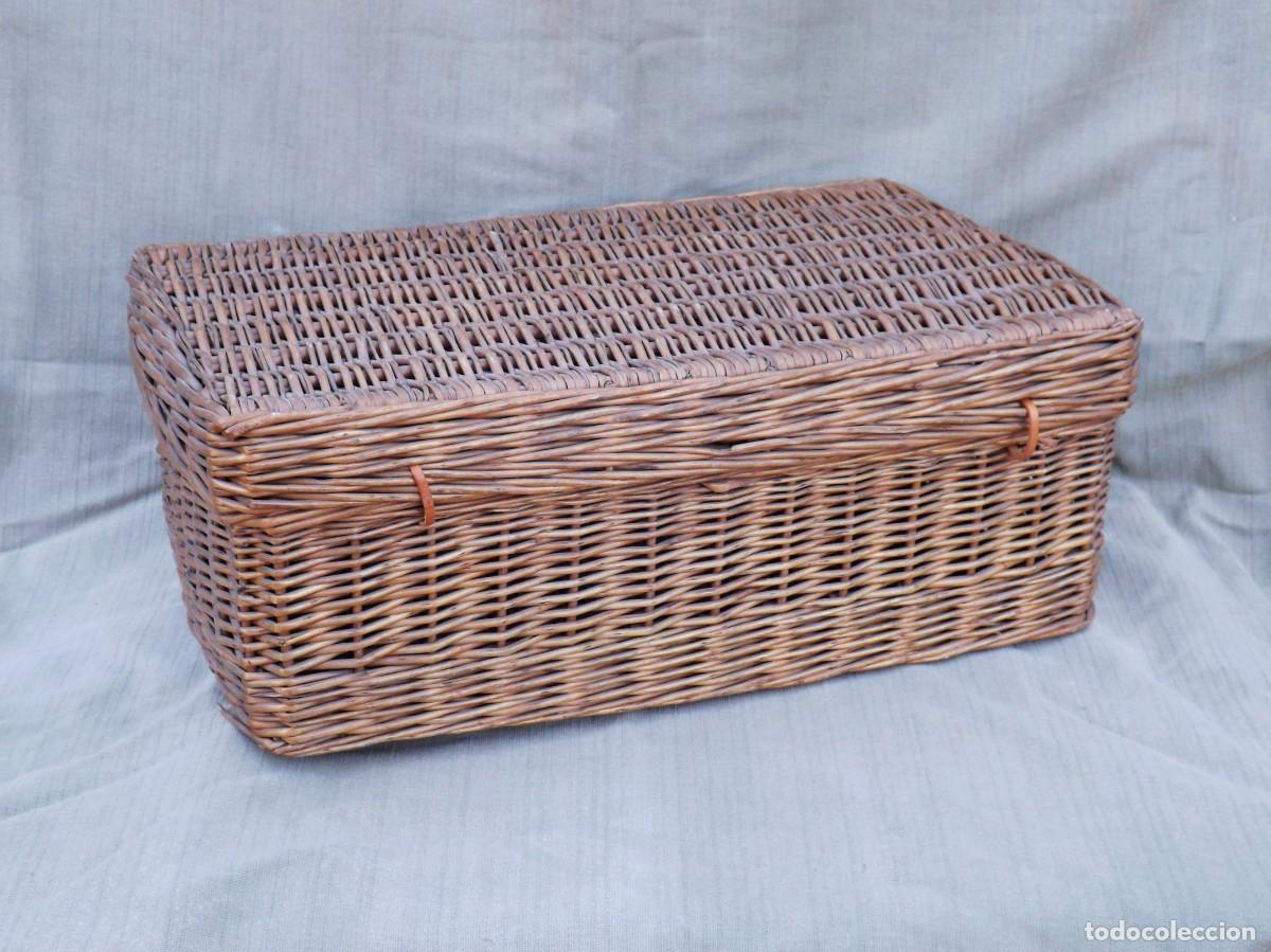 Vintage: ANTIGUA MALETA, CESTA DE MIMBRE - Foto 3