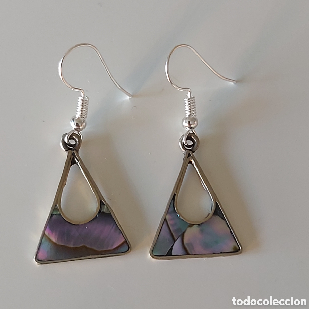 Vintage: PENDIENTES DE M&Eacute;XICO CON INCRUSTACIONES DE NACAR. REF S3 MEXICO - Foto 1