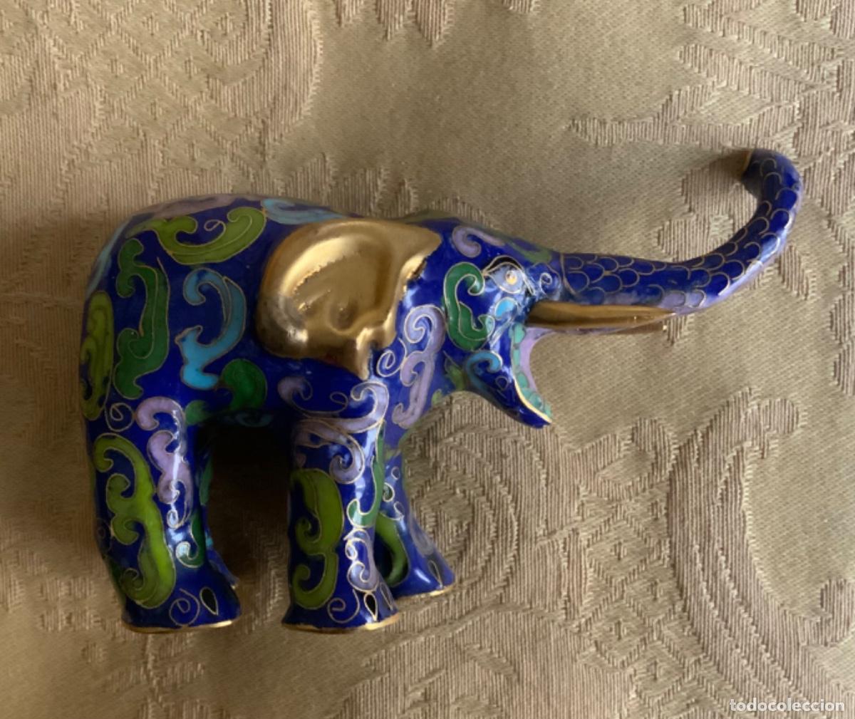 Vintage: CLOISONNE ELEFANTE BRONCE ESMALTADO - Foto 1