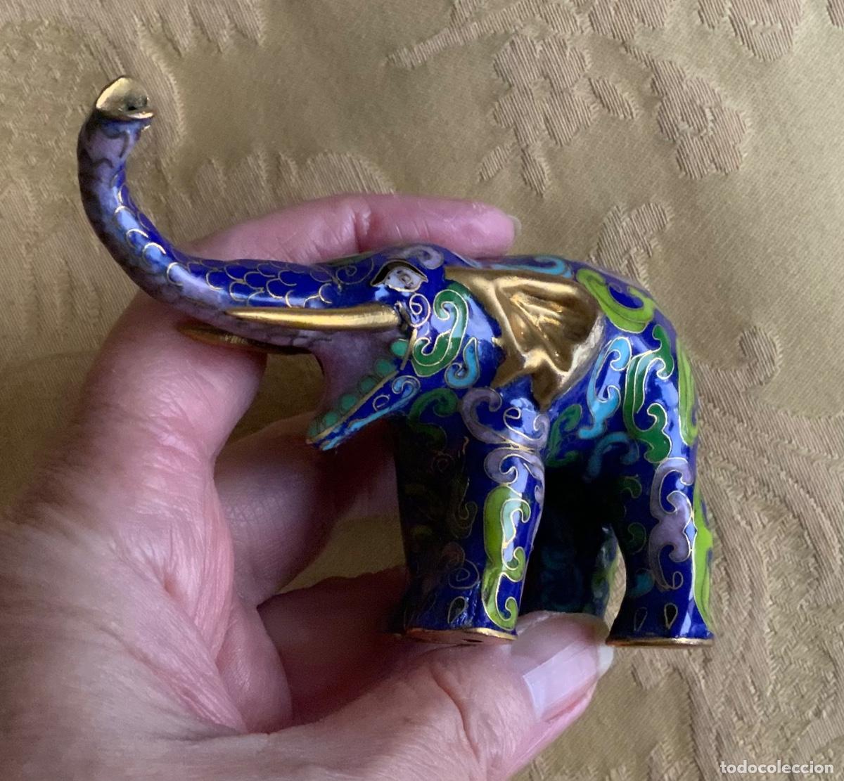 Vintage: CLOISONNE ELEFANTE BRONCE ESMALTADO - Foto 2