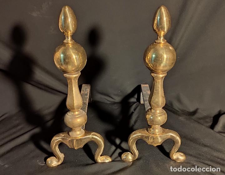 Vintage: MAGNIFICOS MORILLOS DE BRONCE PARA CHIMENEA - Foto 2