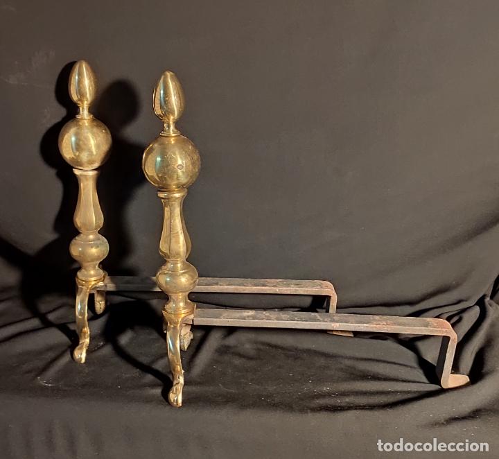 Vintage: MAGNIFICOS MORILLOS DE BRONCE PARA CHIMENEA - Foto 4