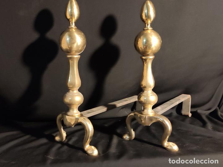 Vintage: MAGNIFICOS MORILLOS DE BRONCE PARA CHIMENEA - Foto 1