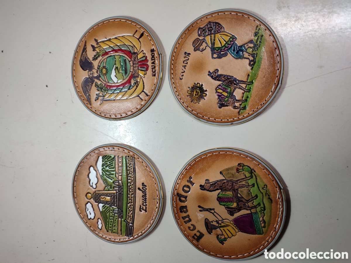 Vintage: Lote de 4 posavasos con motivos de Ecuador. Muy bonitos.