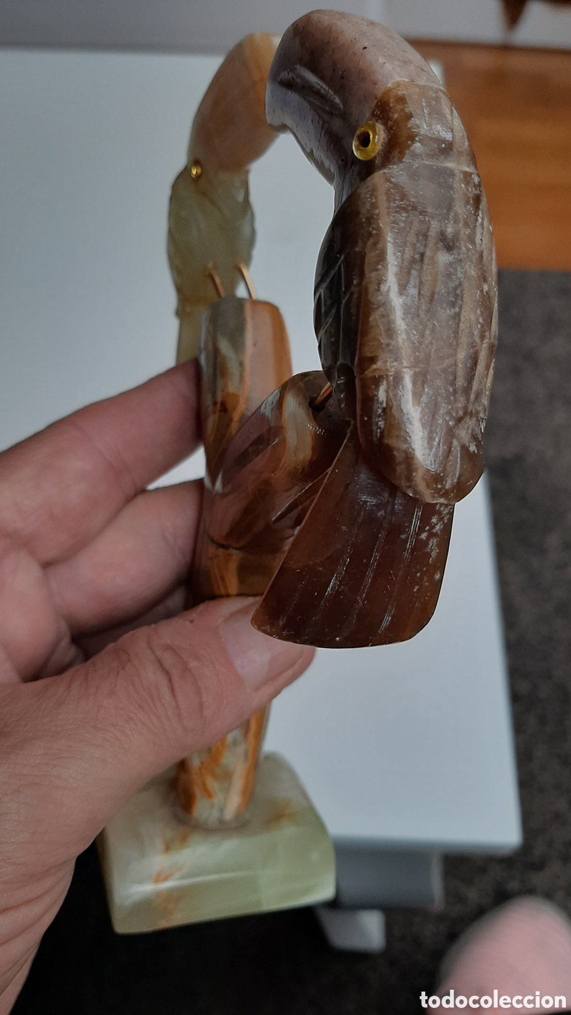 Vintage: 2 Tucanes de Onix verdes. - Foto 3
