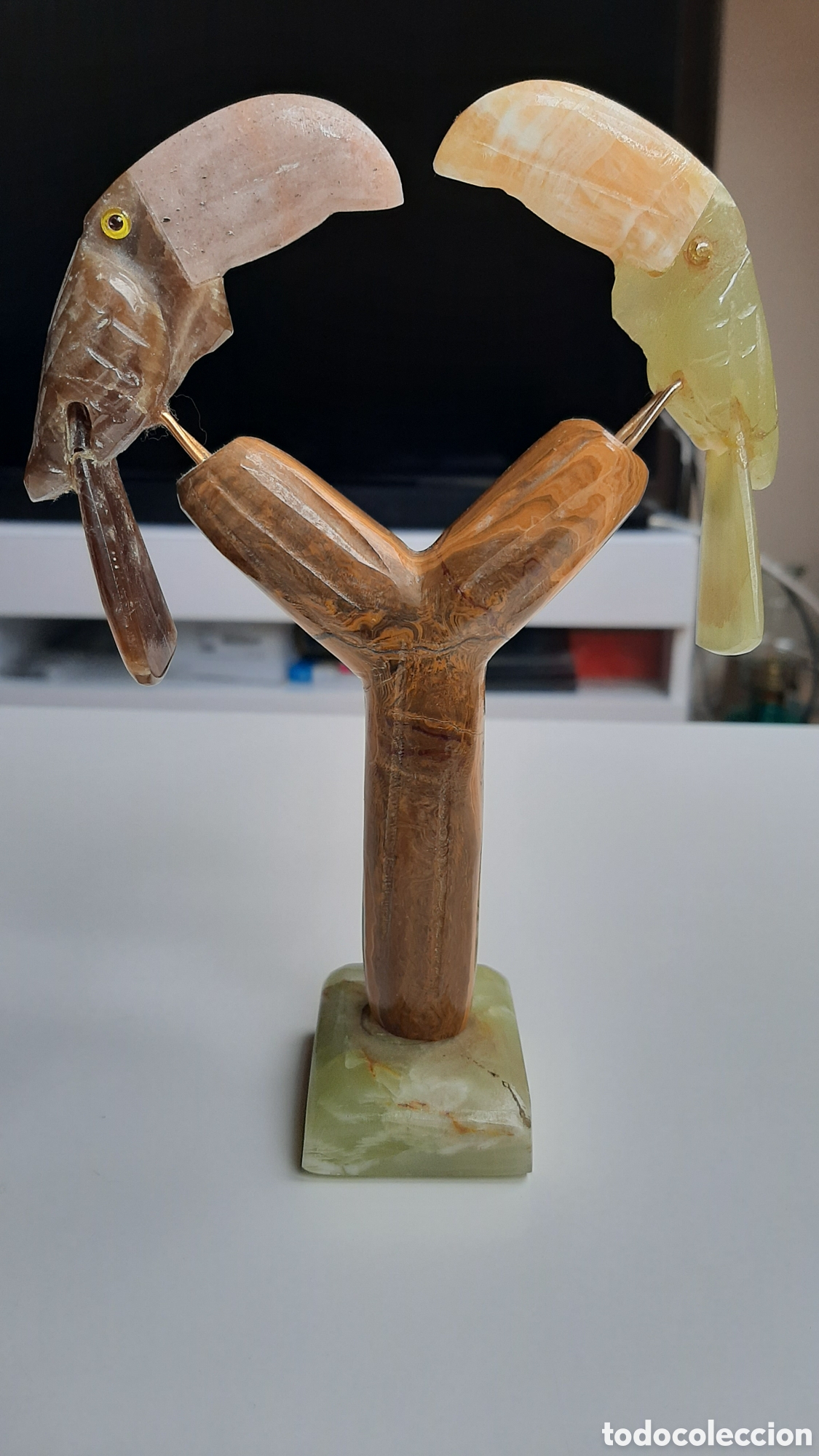 Vintage: 2 Tucanes de Onix verdes. - Foto 1