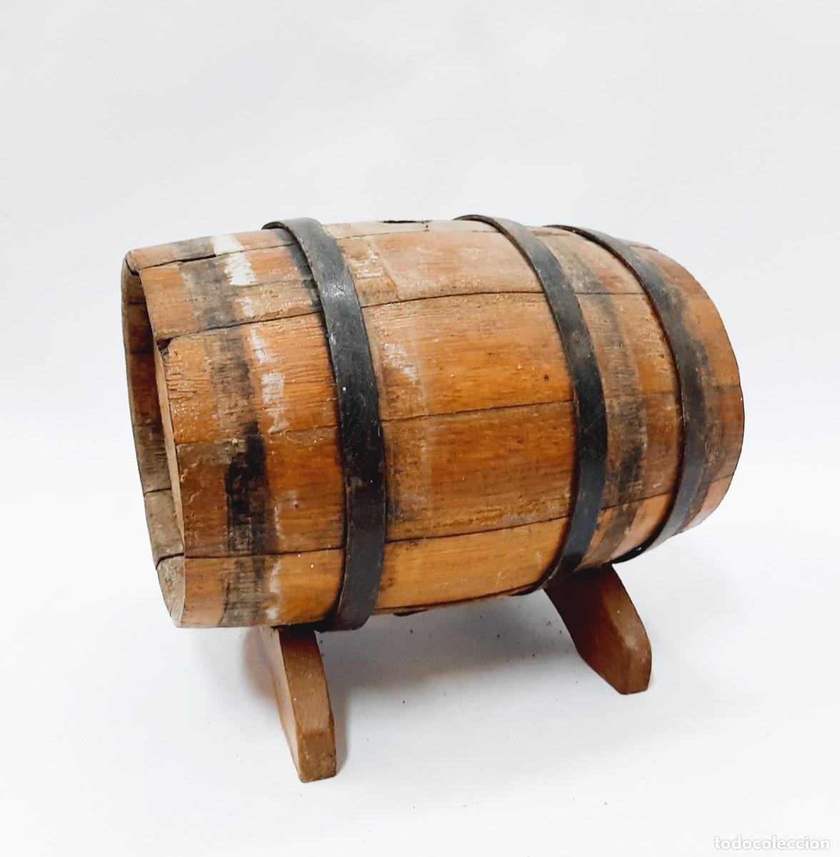 Vintage: Barril decorativo vintage de roble macizo con soporte (5.2)