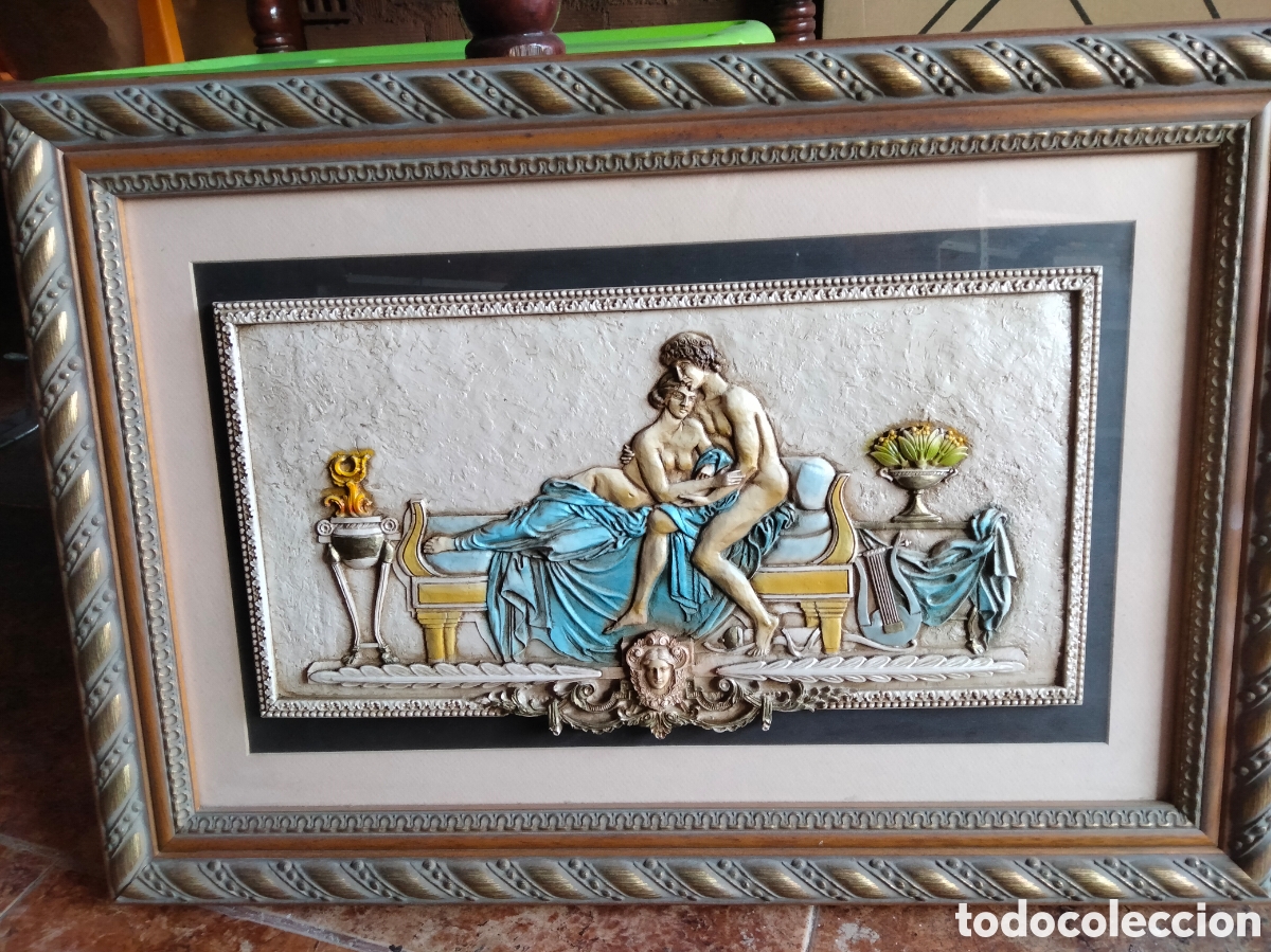 Vintage: Cuadro escena romana resina pulida