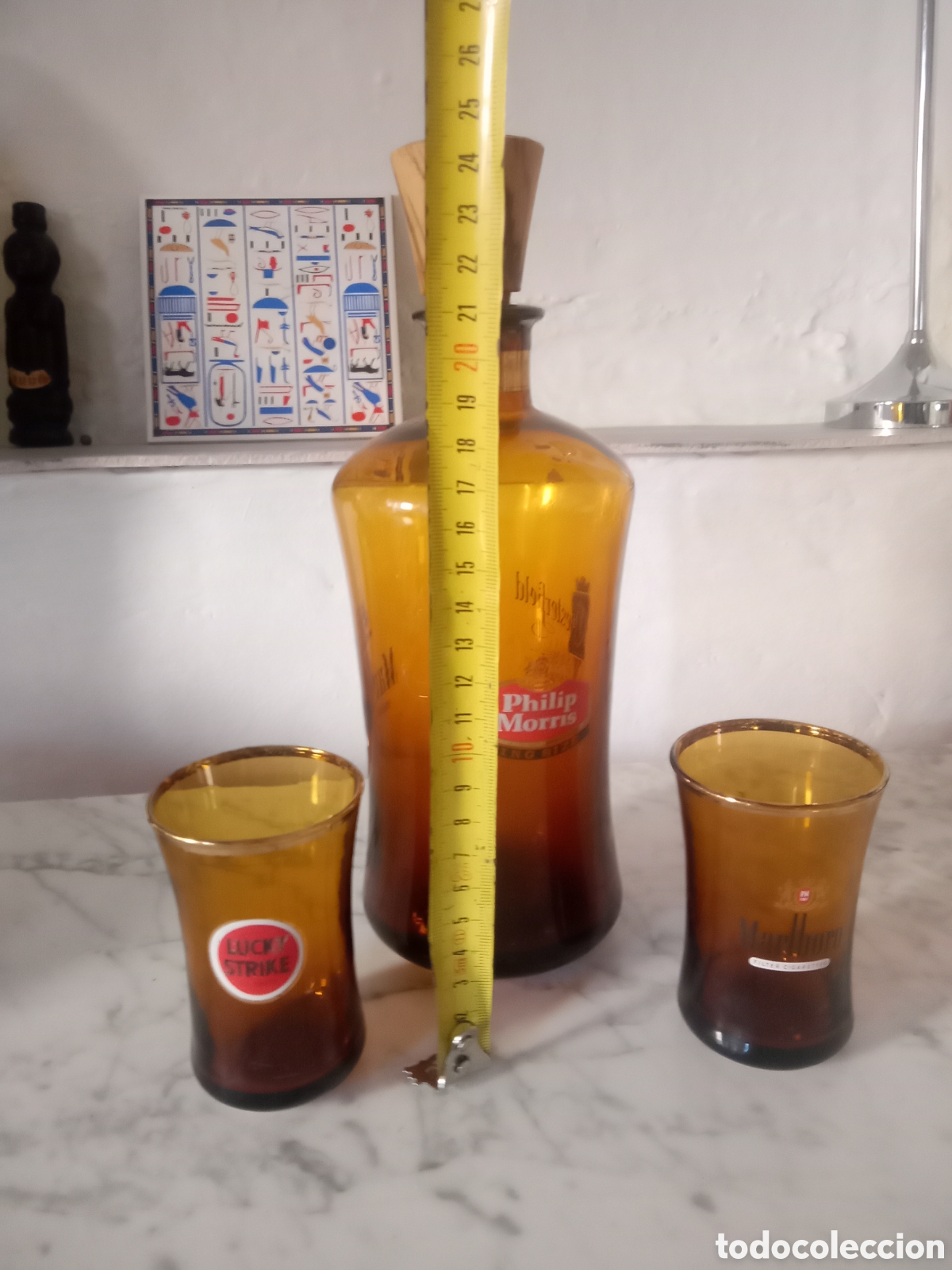 Vintage: Botella y pareja de vasos Malboro y Lucky - Foto 3