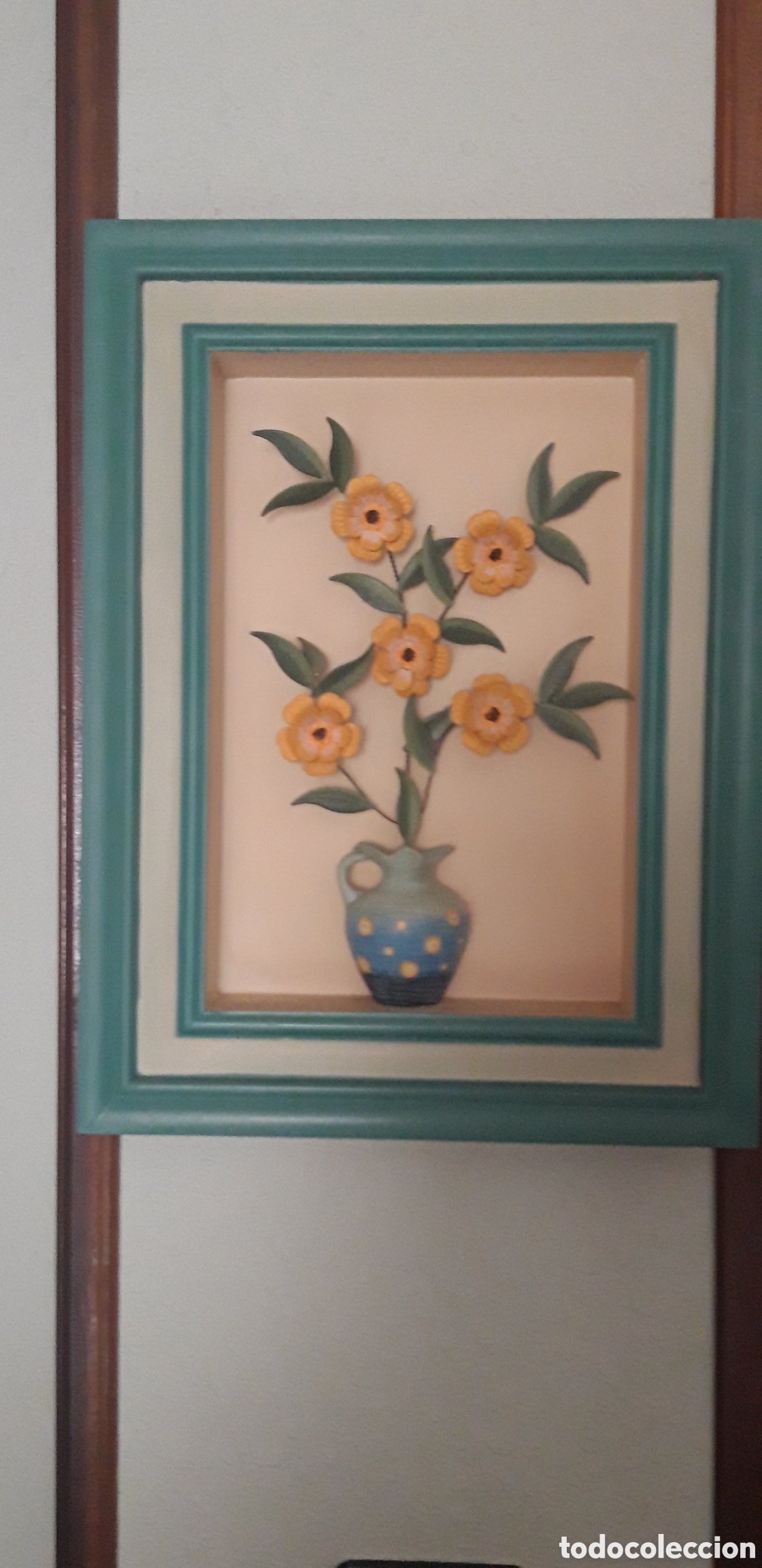 Vintage: CUADRO DE FLORES DE METAL