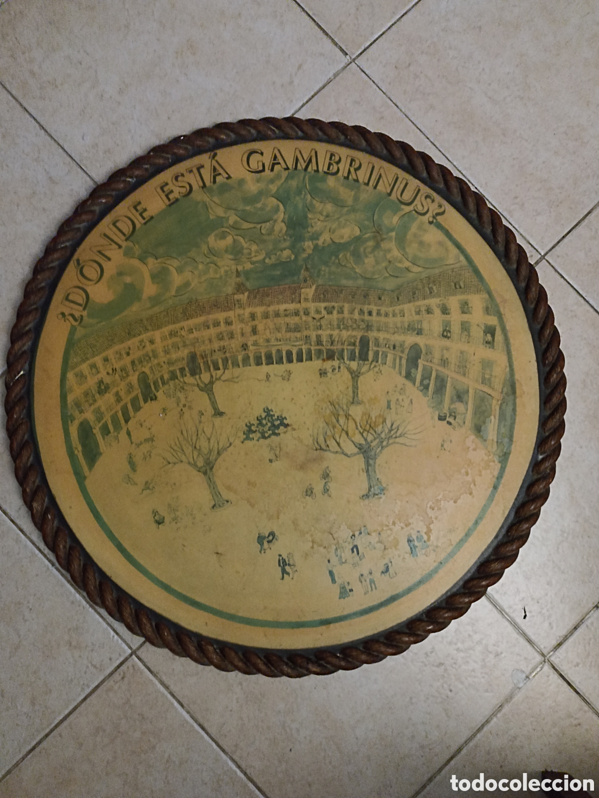 Vintage: Cerveza gambrinus tablero mesa taberna donde est&aacute; Gambrinus