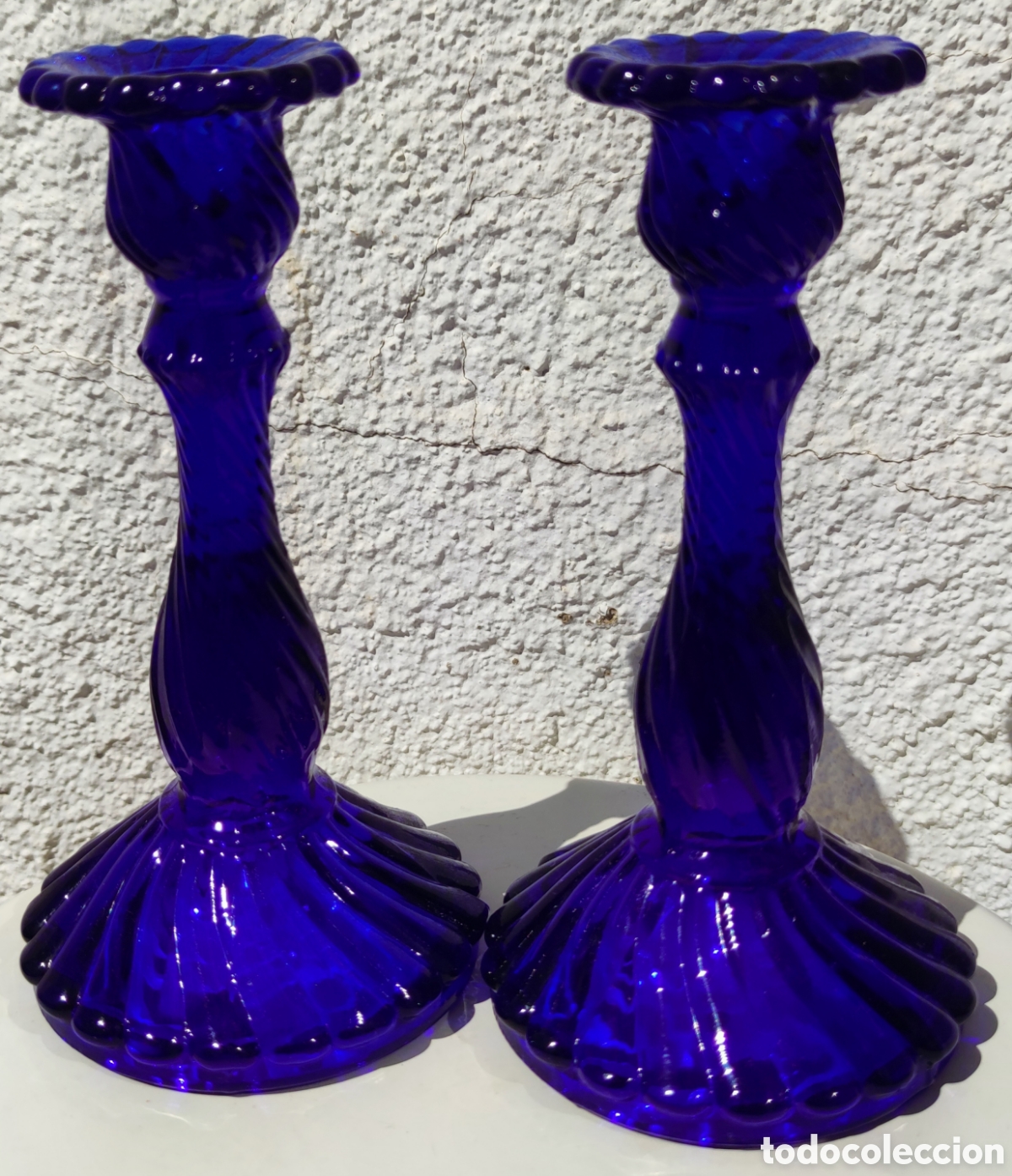 Vintage: CANDELABROS DE CRISTAL AZUL COBALTO - Foto 3