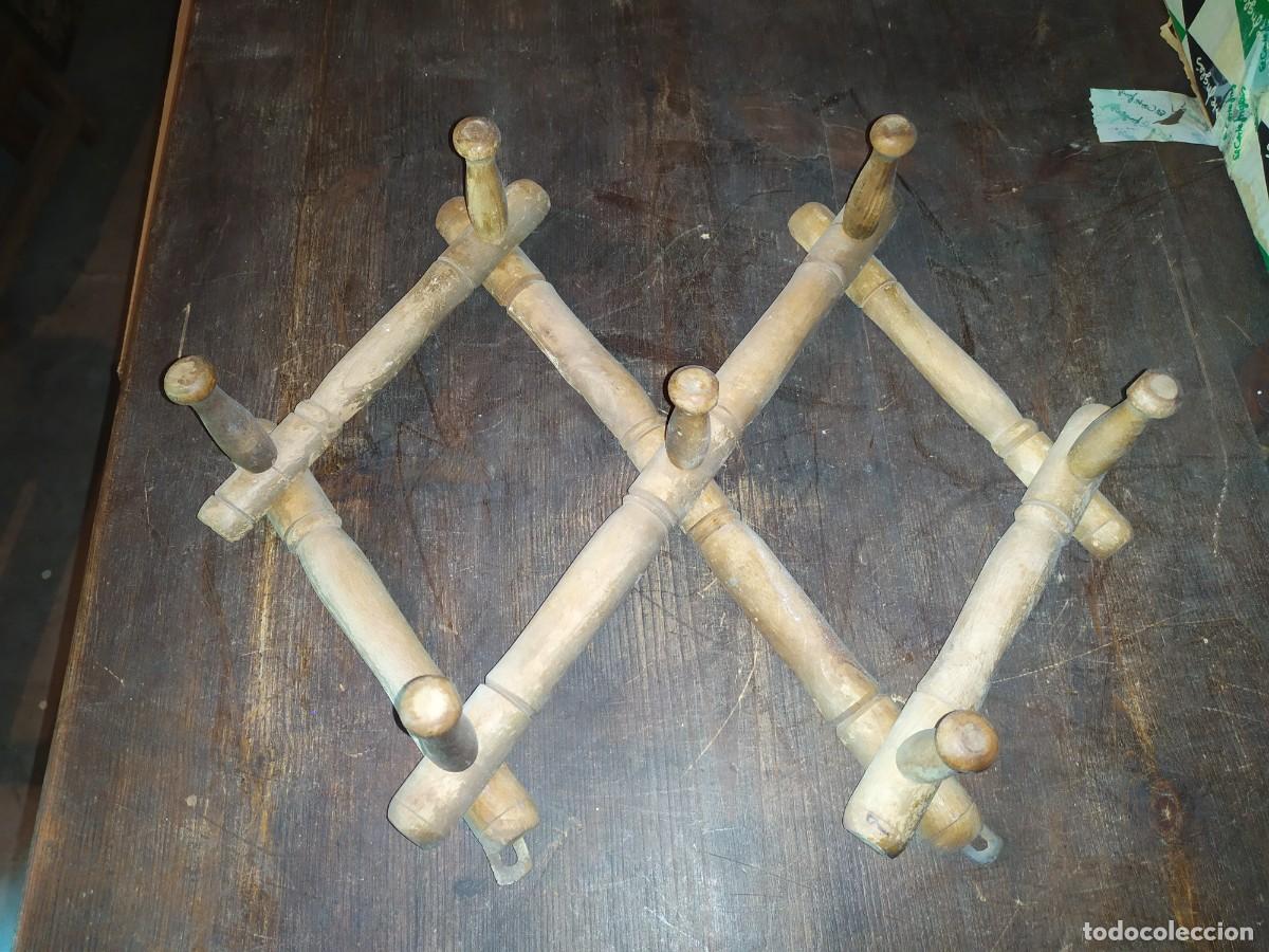 Vintage: PERCHERO DE MADERA EXTENSIBLE TIPO CA&Ntilde;A - Foto 1